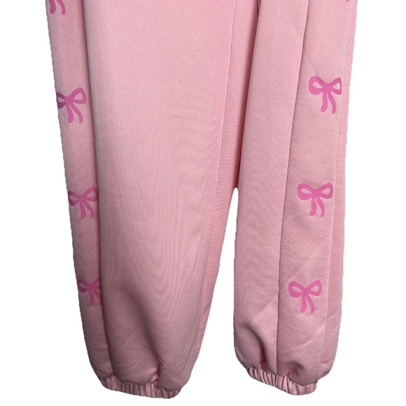 SHEIN Pink Jogger Track Pants Bow Print Size S - Picture 10 of 11